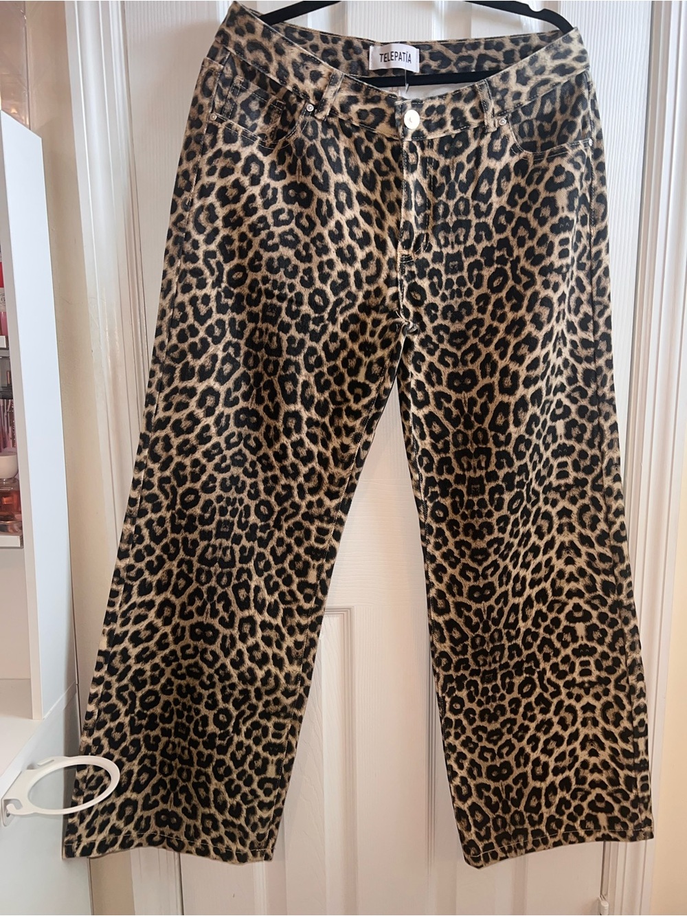 Telepatía Leopard Print Jeans Wide Leg Pants